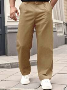 Pantalones sueltos casuales con bolsillos y pierna ancha para hombres