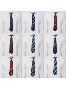 1 Peça Gravata Retrátil de Sarja da Moda, Gravata de Uniforme Escolar de Estudante, Laço, Adequada para Participar da Cerimônia de Abertura, Etc., e Adequada para Combinação Geral Diária.
