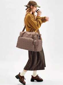 LEQUEEN 1 件装牛津布妈妈尿布包，大容量手提包，多功能休闲斜挎孕妇包，适合产前护理、外出、短途旅行、健身 - 卡其色 - 查看 10