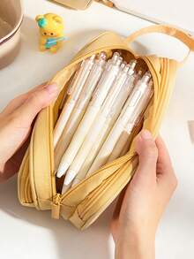 1个黄油熊多层大容量透明卡通铅笔袋，女孩多功能文具盒，可爱ins风铅笔盒（赠送同款吊坠），新款小学生文具包，返校季必备，铅笔袋，书包