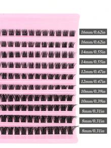 120 Stück Büschel Wimpern 8-16mm T50 DIY Wimpernverlängerung, 0,07mm Dicke, D-Krümmung, flauschiger & extra dicker Stil, gemischte Längen 8-16mm, wiederverwendbar, einfache Anwendung für Anfänger für Hochzeit, Ostern, Musikfestivals, Muttertag Weihnachten als Geschenkwimpernbüschel, Wimpernbüschel, Einzelwimpern, Wimpern, Falsche Wimpern