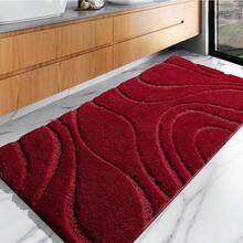 Large Bath Rug Runner Ultra Absorbent Light Gray Bath Mat, Non-Slip Microfiber Carpet For Bathroom, Shower & Tub, Easy Wash & Dry - Red - View 1