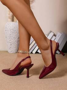 Women's Pointed Toe Kitten Heel Slip-On Sandals