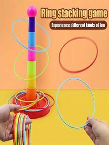 Kids Rainbow Ring Toss Game Set, Cute Stacking Rings For Indoor/Outdoor, Parent-Child Interaction, Early Education, Sports Exercise, Party, Back To School, Graduation, Suitable For Boys & Girls (Random Color) - Multicolor - View 5