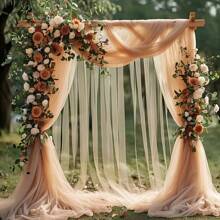 1 pieza, 8 metros Tela de malla transparente color rosa pálido para decorar arco de boda, dosel del techo, telón de fondo, adecuado para boda, compromiso, fiesta de cumpleaños, Navidad, Día de San Valentín, ceremonia de graduación y fiestas en general