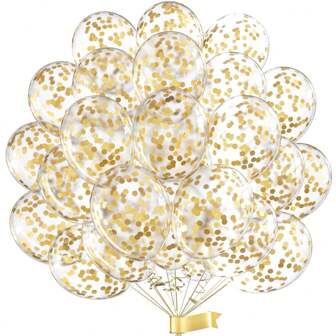 20pcs Gold Confetti Party Balloons, 12inch Metallic Sequin Latex Balloons, For Birthday Party Decorations, Wedding, Baby Shower, Christmas Party, 2025 Graduation, Anniversary, House Party, Party Decorations For Various Festivals And Major Occasions