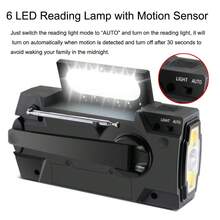 Hand Crank Emergency Weather Radio, Portable Multi-Functional Radio Solar Powered With Battery Backup,AM/FM,NOAA, SOS Alarm,6 LED Reading Lamp,4000mAh Rechargeable Battery Power Bank,LED Flashlight For Outdoor Hiking Camping Emergency