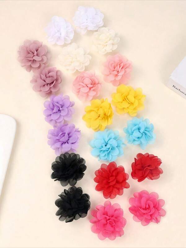 20pcs Random Color Chiffon Flower Hair Bows Clips For Girls,Colorful Tulle Mesh Barrettes For Infants Toddlers,Fully Lined Non Slip Baby Hairgrips Clips Headpiece,Kids Baby Hair Accessories Love Valentine