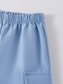 青少年女孩蝴蝶结印花保暖圆领运动衫和工装裤套装 - 白色 - 查看 7