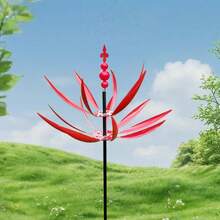 1pc Metal Wind Spinner, Rotating Garden And Yard Decor, Pole Mounted, Batteries-Free, Outdoor Decoration, Large Wind Spinner, Floral, Garden Decoration - Multicolor - View 5