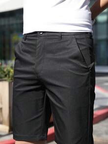 Men's Fashion Golf Casual Outdoor Shorts, Breathable Durable Versatile Bermuda Shorts, Solid Color Men Shorts - Black - View 7