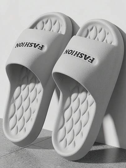 Summer New Letter Fashion Versatile Women Black Slide Sandals, EVA Material Thick Sole, Water-Resistant, Odor-Resistant, Quick-Drying, Indoor & Outdoor Slippers, Couples Style