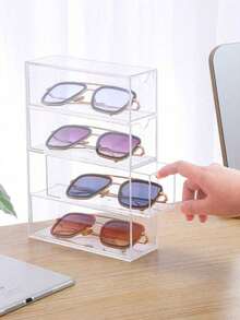1 件亚克力多层抽屉整理盒，办公桌眼镜太阳镜抽屉隔板，带透明防尘盖，化妆品，口红，太阳镜收纳架，透明 4 隔间抽屉，咖啡胶囊，茶包，太阳镜收纳盒，送给女朋友、母亲、大学生、万圣节、新年的礼物 - 彩色 - 查看 6