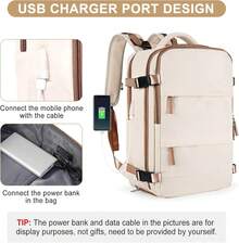 Large Travel Backpack Carry On Flight Approved Mochila De Viaje Personal Item Travel Bag Backpacks For Men Women Carry On Backpack For Airplanes 18x14x8 Inches Travel Bag Beige With Brown - 米色 - 查看 10