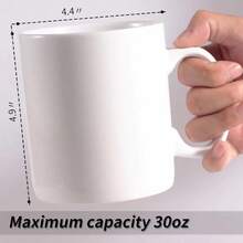 30oz Super Large Ceramic Coffee Mugs Large Handles Set Of 2 (Cobalto) - White - View 3