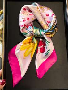 1pc Men's Fashion Versatile Multi-Color Floral Pattern Handkerchief, Suitable For Banquets And Travelling - Pink - View 6