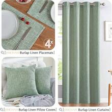 JINCHAN Linen Floral Fall Placemats Set Of 4 Cloth Table Mats Rustic Cottagecore Jacobean Outdoor Seasonal For Kitchen Dining Table Decor Non-Slip Washable Tablemats 13x19 Inch Green - 粗麻布 | 綠色 - 查看 7