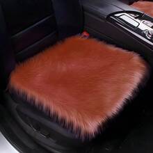 1件装高品质毛绒保暖汽车座椅垫，无靠背仿毛皮套，女士汽车配件