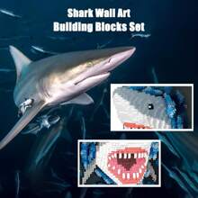 3D Wall Art Shark Eagle Bird Animal Micro Mini Building Blocks Set For Adults, Unique Home Wall Decoration Or Desktop Display, Suitable As Creative Birthday Gift Toy (1924 Pieces) Not Compatible With