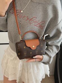 Bolso de tela versátil y casual de estilo contraste, bolso cuadrado minimalista de nailon, bolso de mano de moda, bolso de estilo retro con correa extraíble, bolsos para adolescentes, mujeres estudiantes universitarias, principiantes y trabajadores de oficina, perfecto para la oficina, universidad, trabajo, negocios, viajes