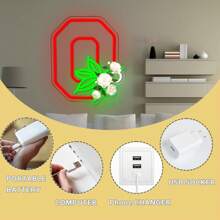 One Ohio State University Horse Chestnut Neon Light, USB-Powered Plastic Wall-Mounted Strip Light With Switch Control, Versatile Home Decor Suitable For Dorm Rooms, Bedrooms, And Fan Gifts.