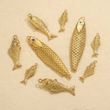 1pc Stainless Steel Fashion Design Small Fish Big Fish Pendant DIY Necklace Earrings Jewelry Accessories Making Gift