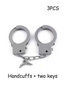 Set de 3 esposas de juguete para fiestas de disfraz, hechas de plástico con llaves, accesorios de utilería para escenarios y temas de policía, un accesorio de diversión para fiestas, disfraces de Halloween y el mejor regalo para familiares y amigos.