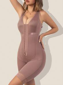 1pc Colombianas Shapewear Compression Garment Stage 2 S Reductoras Y Moldeadoras Full Body Shaper For Women Liposuction Bodysuit With 3 Hooks - Purple - View 6