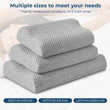 Travel Pillow Memory Foam Pillows, Ergonomic Wave Cervical Neck Pillow For Neck Pain Relief, Compressible Medium Firm Side Sleeper Pillow, Ideal For Camping, Office, Home & Bed (Light Grey, S) - 紫色 - 查看 11