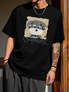 100% Cotton Unisex T-Shirt Short Sleeve Summer Vest 200g Cotton Comfortable Breathable Funny T-Shirt Men's Stylish And Casual Print Fashion Casual Outdoor Sports Fitness Tops Holiday Gift - 黑色 - 查看 1