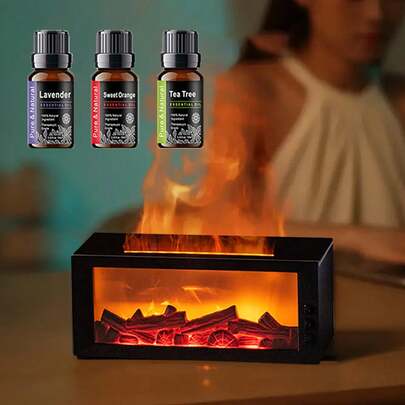 Simulated Fireplace Diffuser Aroma Essential Oil Air Humidifier With Timer Remote & Colorful Night