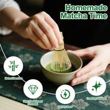 4-Piece Matcha Tea Set – Japanese Matcha Kit With Ceramic Bowl, Bamboo Whisk & Holder, Scoop & Rest, Sifter, And Tea Towel – Gift For Matcha Lovers ( Green)