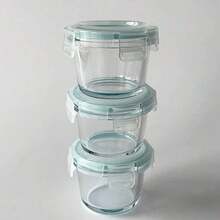 1 Recipiente de almacenamiento de alimentos de vidrio grueso con tapa hermética, apto para alimentos complementarios, hornos microondas, refrigeradores y dispositivos portátiles mini - Azul - Ver 5