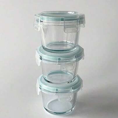 1 个加厚玻璃食品储存容器，带密封盖，适用于辅食、微波炉、冰箱、迷你便携式设备