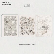 无框，3 件套复古欧洲中性花卉墙面装饰艺术画，威廉莫里斯画廊墙面艺术帆布海报，房间装饰，客厅装饰艺术，现代家居墙面装饰艺术，理想的家居礼物创意装饰 - 卡其色 - 查看 13