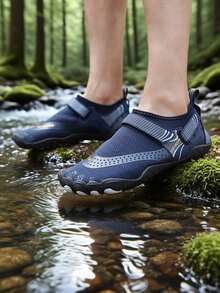 Men Water Shoes Quick Dry Non-Slip Five Finger Shoes Outdoor Upstream Wading Swimming Barefoot Aqua Shoes Lightweight Sneakers - Xanh đậm - Xem 2
