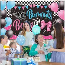 1pc Burnouts Or Bows Gender Reveal Decoration Bows Or Burnouts Backdrop Gender Reveal Party Supplies Blue Or Pink Baby Shower Banner Photography Background - Multicolor - View 5