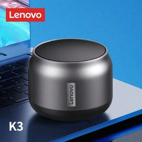 Lenovo مكبر صوت Lenovo K30 المحمول ل- Hi-Fi بتقنية بلوتوث لاسلكي، مقاوم للماء، للاستخدام في الخارج، صندوق صوت محيطي مع صوت الباص، مزود بميكروفون، العبوة بالصينية