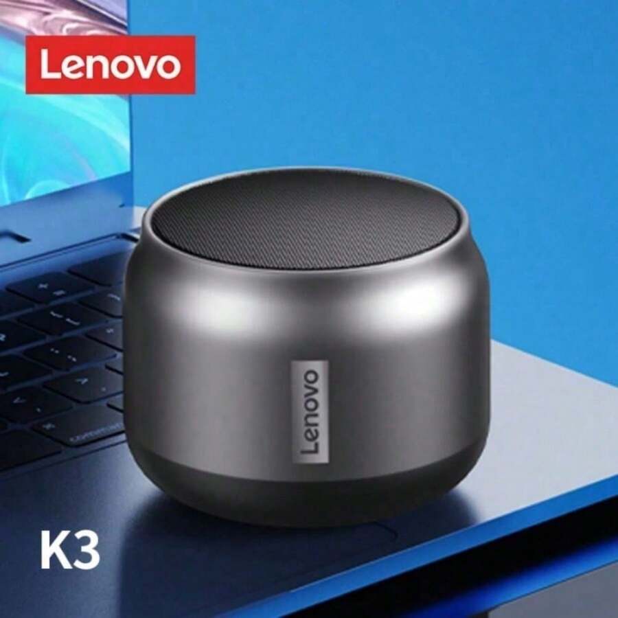 Lenovo مكبر صوت Lenovo K30 المحمول ل- Hi-Fi بتقنية بلوتوث لاسلكي، مقاوم للماء، للاستخدام في الخارج، صندوق صوت محيطي مع صوت الباص، مزود بميكروفون، العبوة بالصينية
