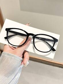 1 pieza Gafas de mujer con montura cuadrada de acrílico negro de estilo casual y ligero para usarlas con ropa diaria, decoración, uso estudiantil diario y regreso a la escuela
