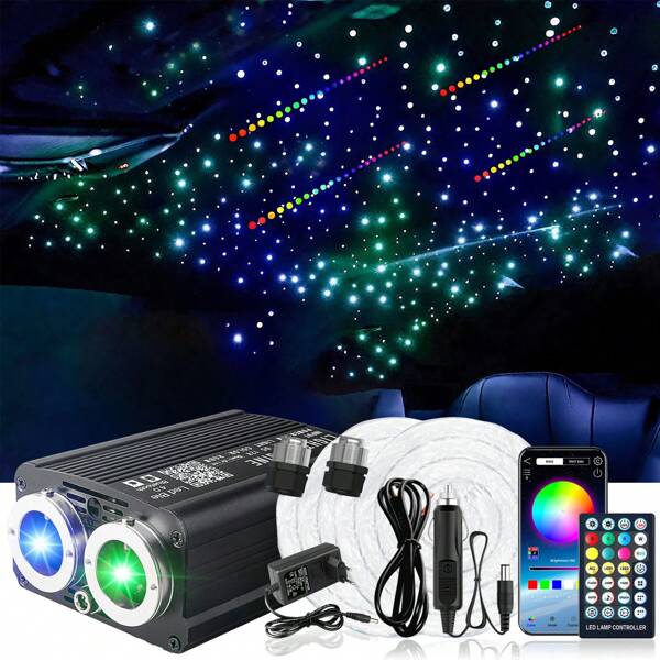 750pcs 3M Auto Lichtfaser LED Sternenhimmel Twinkle Glasfaser RGBW Lichteffekte Meteor Double Head Double Color