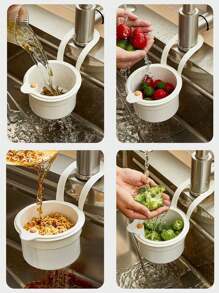 1pc Multifunctional Hanging Over Sink Basket, Detachable Sink Strainer For Kitchen, Bathroom Drain Filter & Food Waste Separator, Fruit Washing Colander, Suitable For Apartment Living