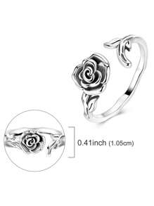 1 Pc 925 Sterling Silver Vintage Roses Open Rings For Women Original Design Classic Skeletons Shape Elegance Jewelry Fits Halloween Daily Party Shopping Wear