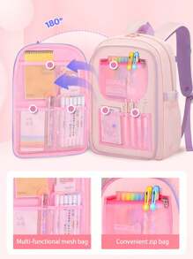 Girls Backpack Cute Bunny Design, Adjustable Shoulder Straps, Lightweight Nylon Student Backpack, Lunch Box ,Zipper Closure, Girl's Duffel Bag School Season Gift