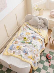 1 件卡通儿童夏季被子，可爱清新风格蓬松棉空调被，亲肤柔软透气可机洗，适合幼儿的育儿午睡毯