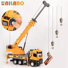 [Random Color] Alloy Engineering Vehicles Toy - Multifunctional Mobile Crane Truck | Logging Truck | Excavator | Crane Truck | Dump Truck | Mixer Truck | Heavy Trailer, Inertial Drive, Realistic Lights And Sounds, Engineering Toy Equipment, Simulation Game - Perfect Birthday Gift For Boys And Girls 3+ Years Old - Multicolor - View 4