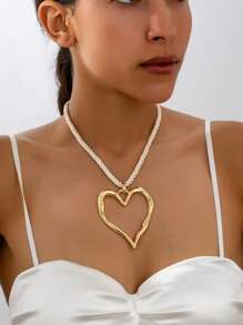 1pc Retro Fashionable Sexy Leopard Print Heart Pendant Necklace