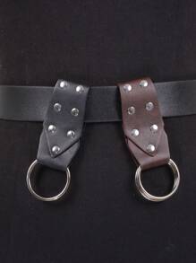 1 Stück Gürtelschnalle mit Kreisform, mittelalterlich-vikingerischer Renaissance-Kleidungsaccessoire, PU-Leder, für Röcke und Outdoor-Ausrüstung, Halloween