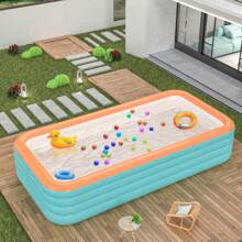 3-Ring 4-Ring Oversize Family Friendly Giant Inflatable Swimming Pool, Thick PVC, Foldable Portable Summer Water Park