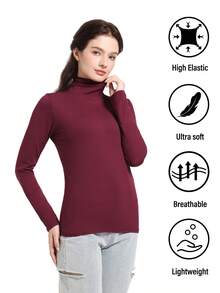 HOPLYNN 4 Pack Women's Turtle Neck Long Sleeve Shirts Fall Fashion Turtleneck Baselayer Undershirts Tops Underscrub Quick-Drying And Breathable Work Clothes - 彩色 - 查看 3